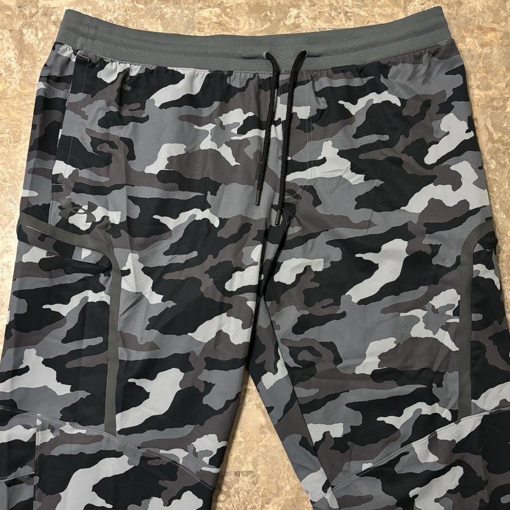Under Armour Woven Joggers Mens 3XL Black Elite Printed Cargo Camo 30" Gym